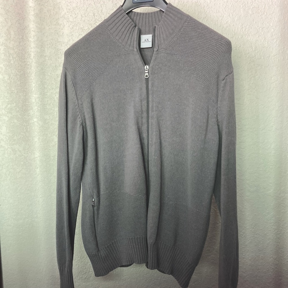 Armani Exchange gray zip up sweater